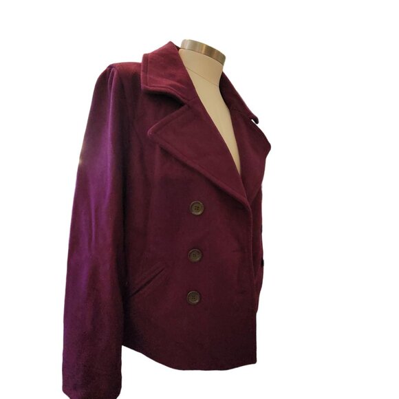 Old Navy Women's Purple Pea Coat Plum Jacket Double Breasted Size M jj3590 - Picture 3 of 9